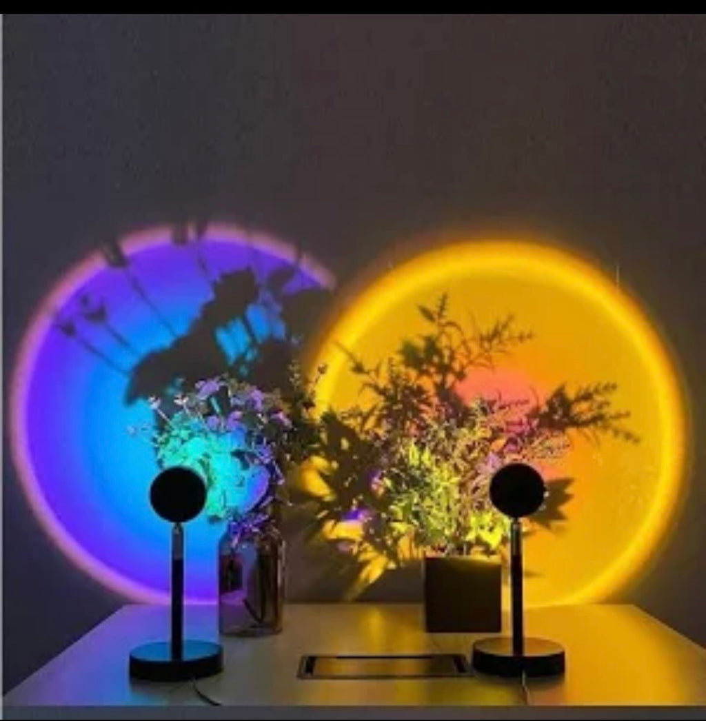 Lampes Sunset avec projections colorées