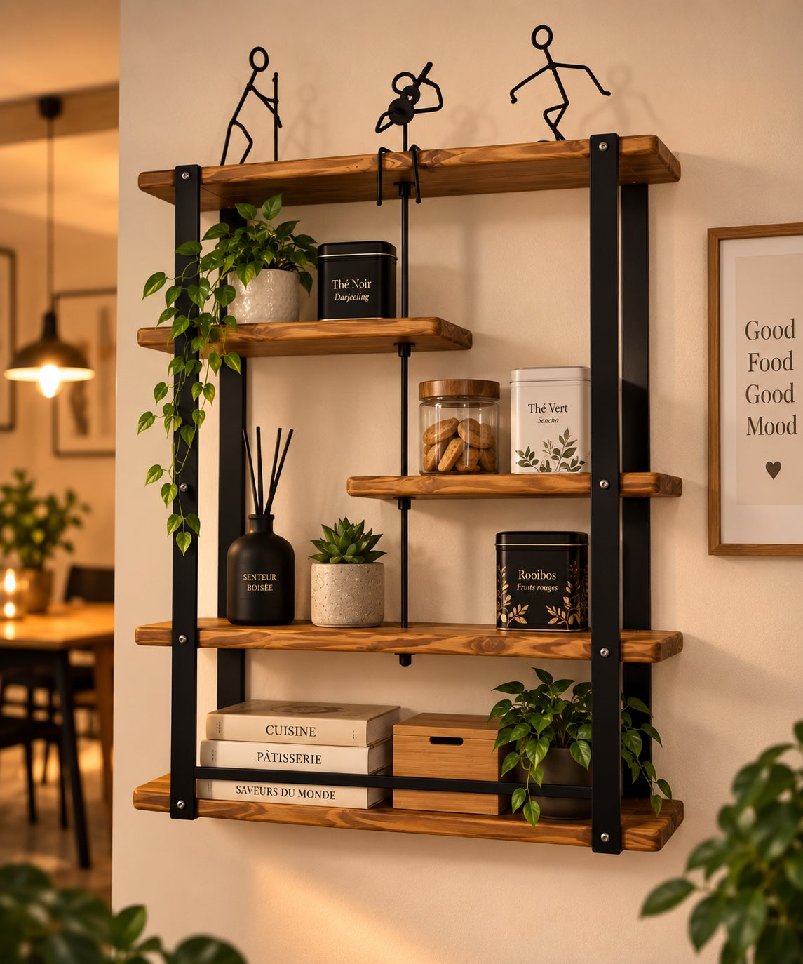 ATELIER LUMÉA, étagère murale décorative en bois et métal
